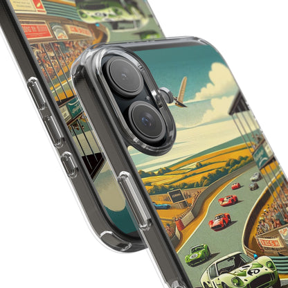 Vintage Racing Track Clear Impact-Resistant Phone Case