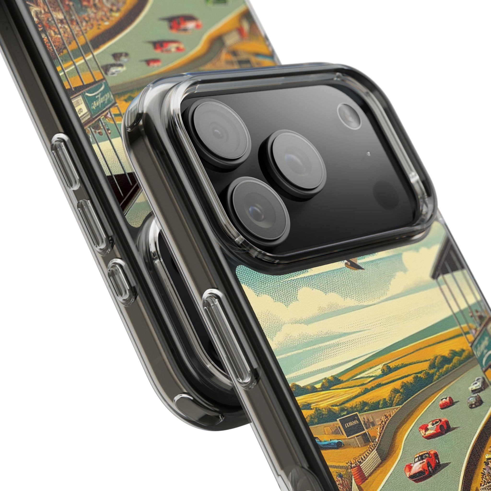 Vintage Racing Track Clear Impact-Resistant Phone Case