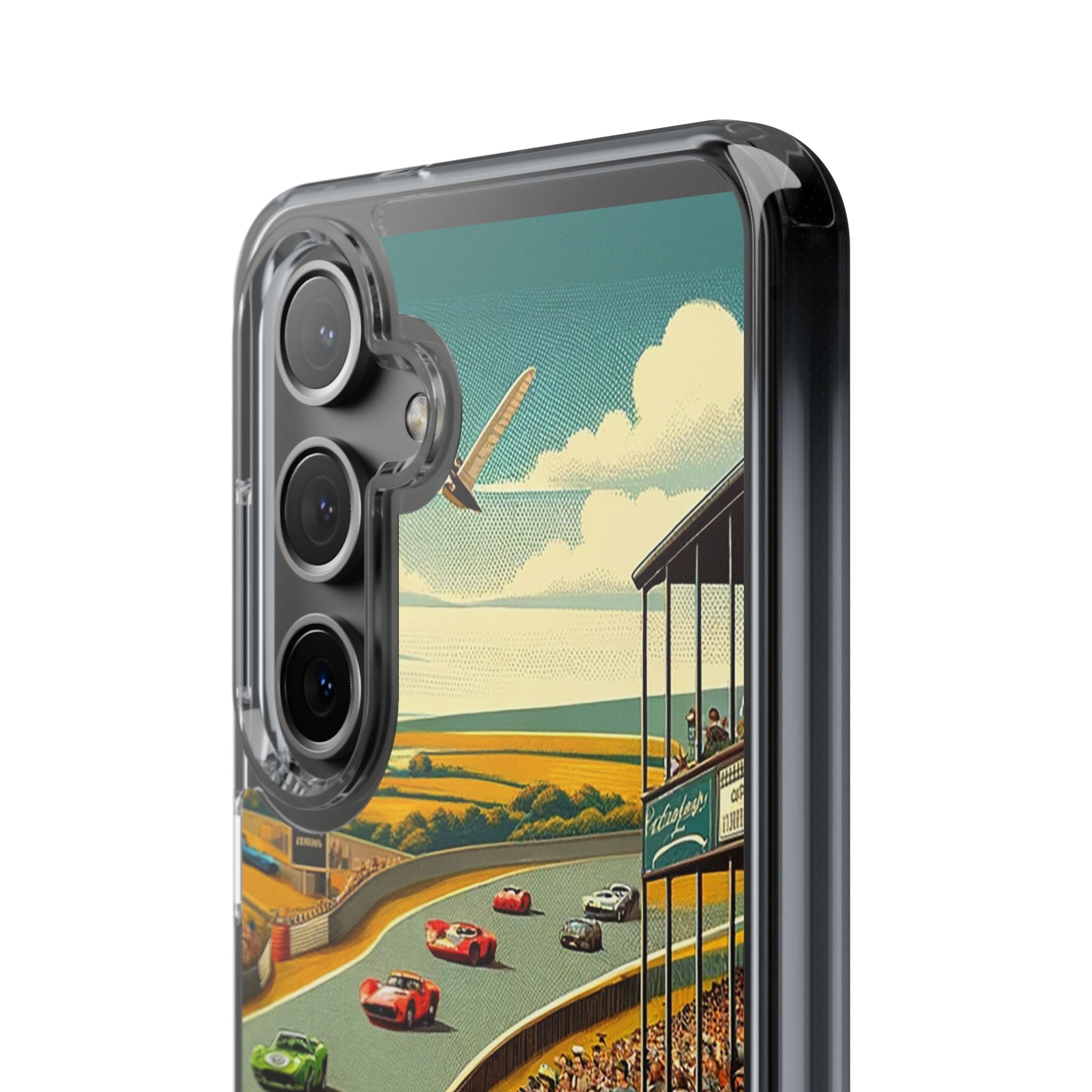 Vintage Racing Track Clear Impact-Resistant Phone Case