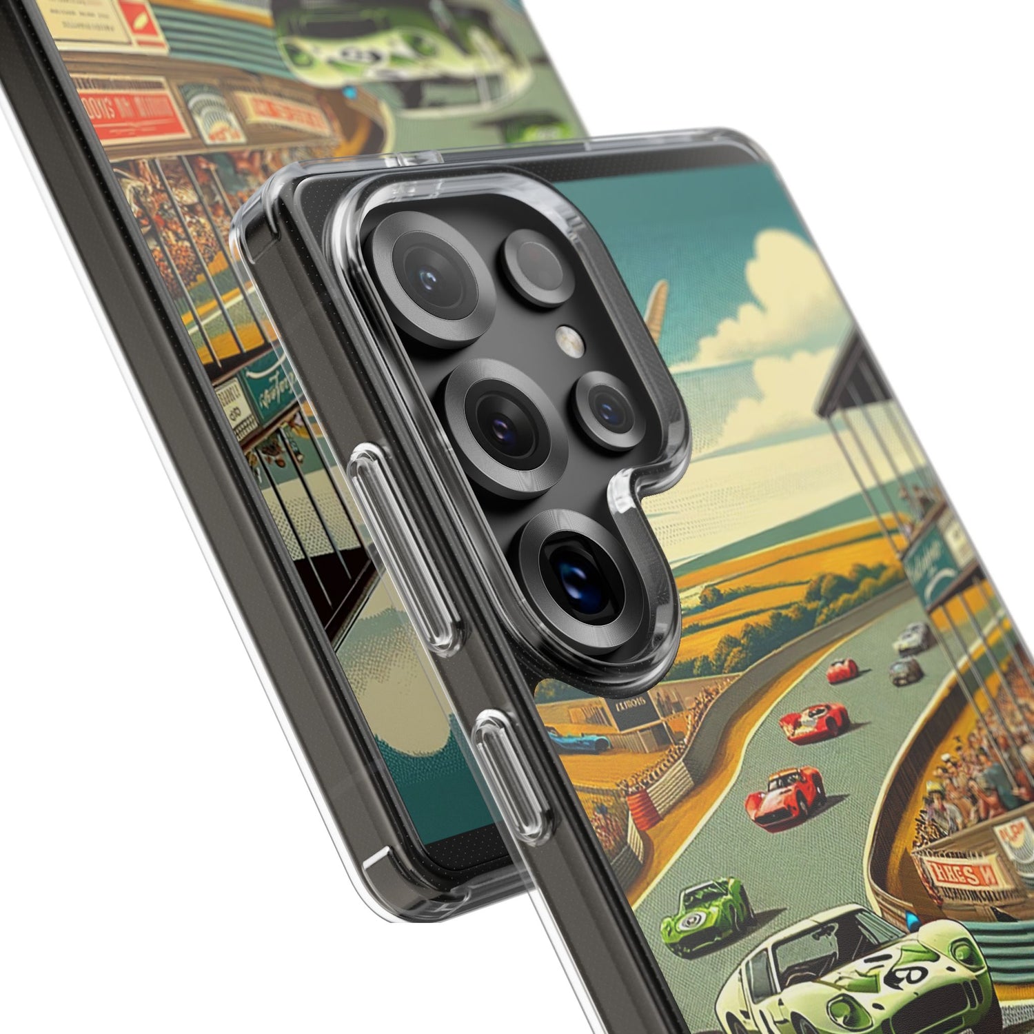 Vintage Racing Track Clear Impact-Resistant Phone Case