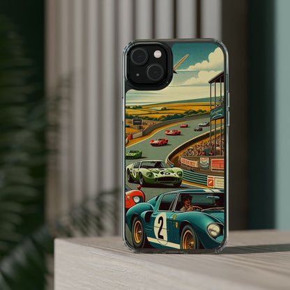 Vintage Racing Track Clear Impact-Resistant Phone Case