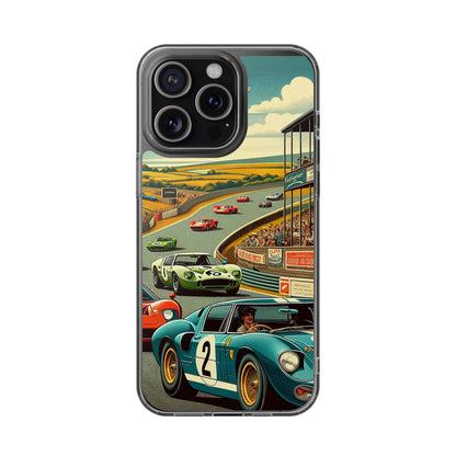 Vintage Racing Track Clear Impact-Resistant Phone Case