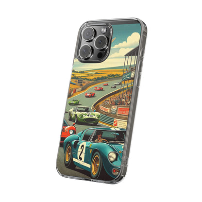 Vintage Racing Track Clear Impact-Resistant Phone Case