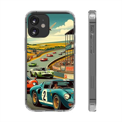 Vintage Racing Track Clear Impact-Resistant Phone Case