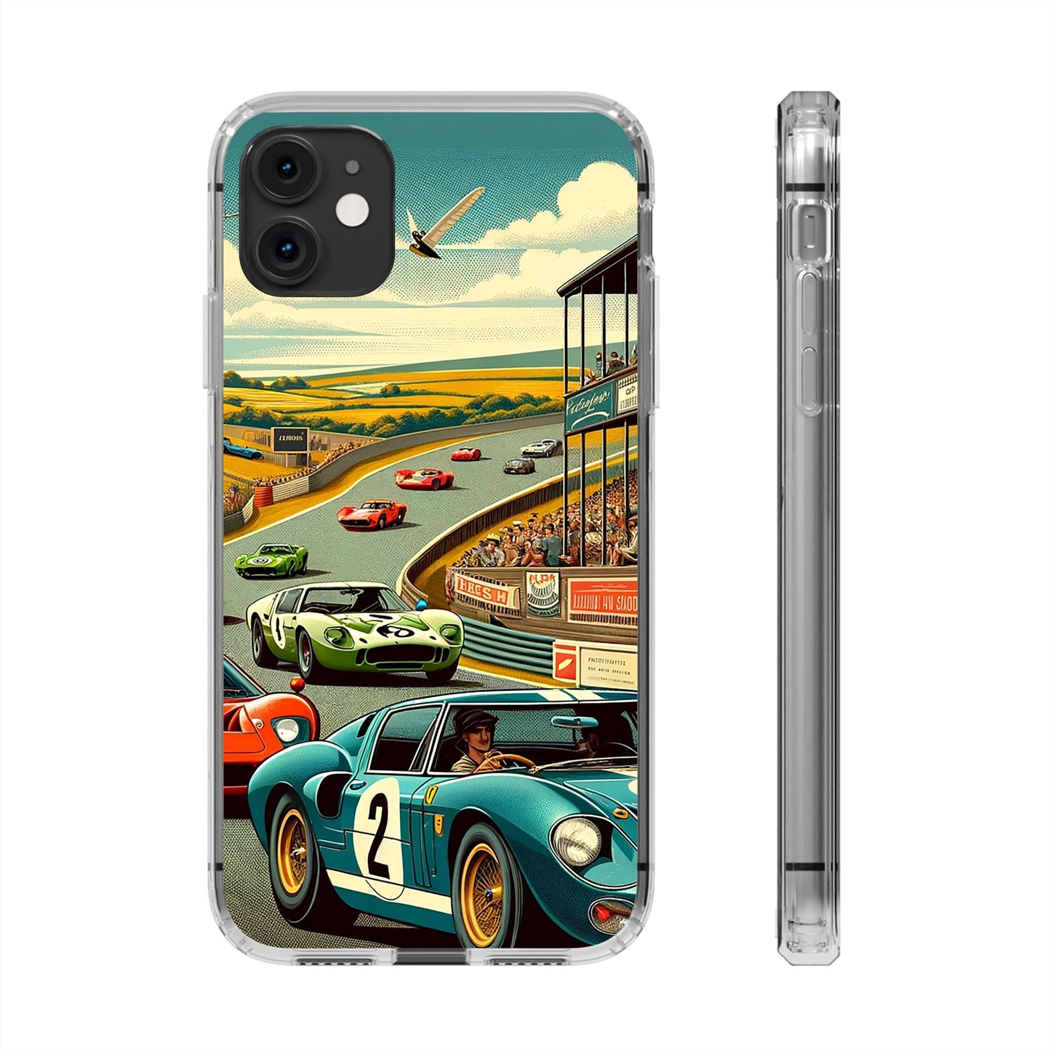 Vintage Racing Track Clear Impact-Resistant Phone Case