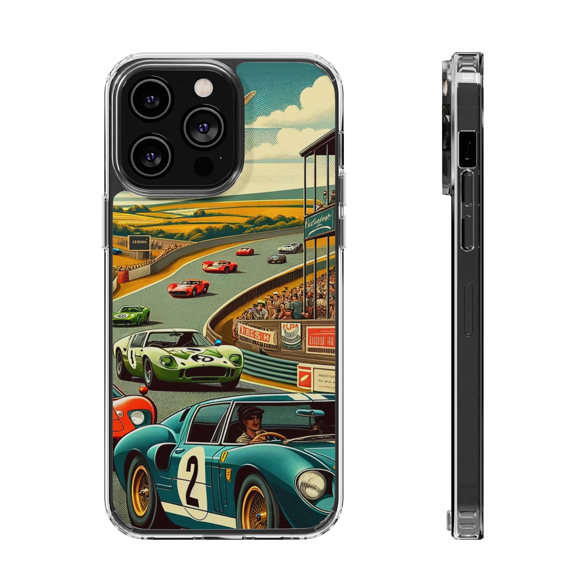 Vintage Racing Track Clear Impact-Resistant Phone Case