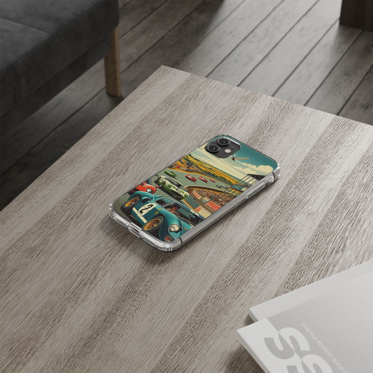 Vintage Racing Track Clear Impact-Resistant Phone Case