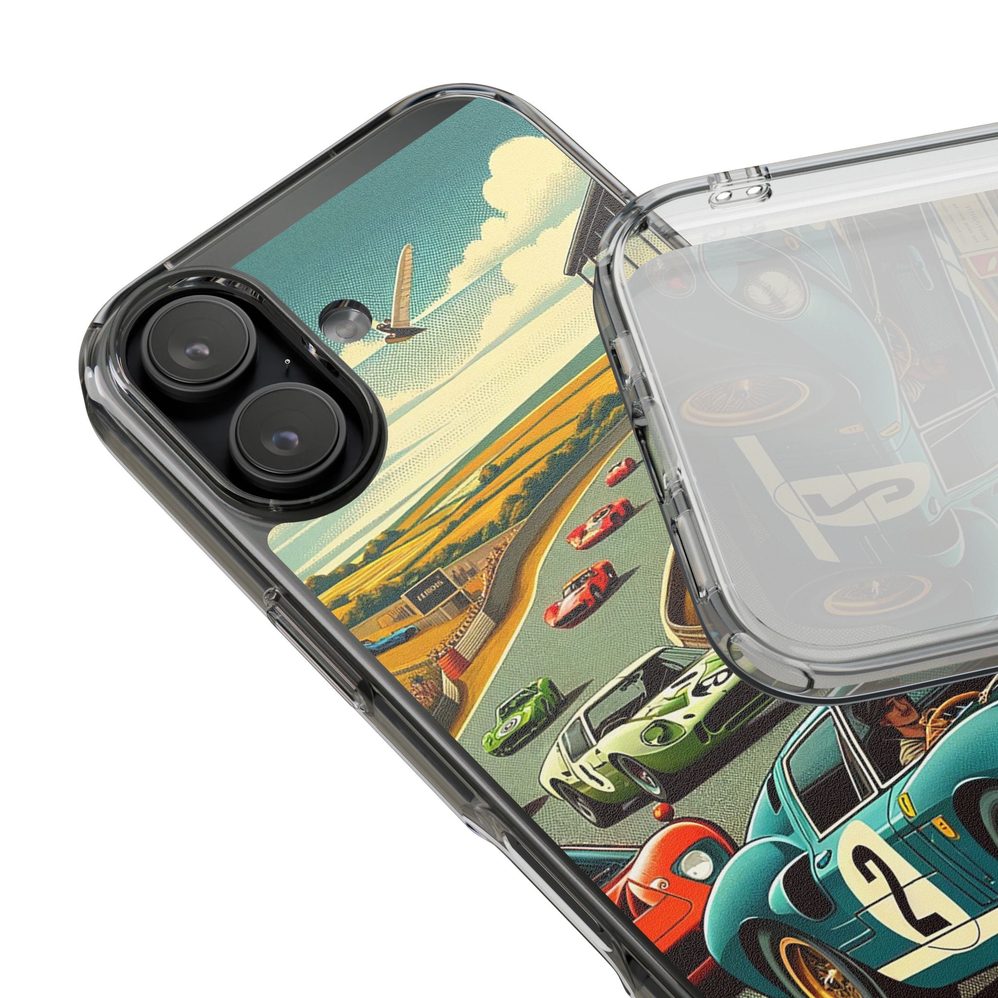 Vintage Racing Track Clear Impact-Resistant Phone Case