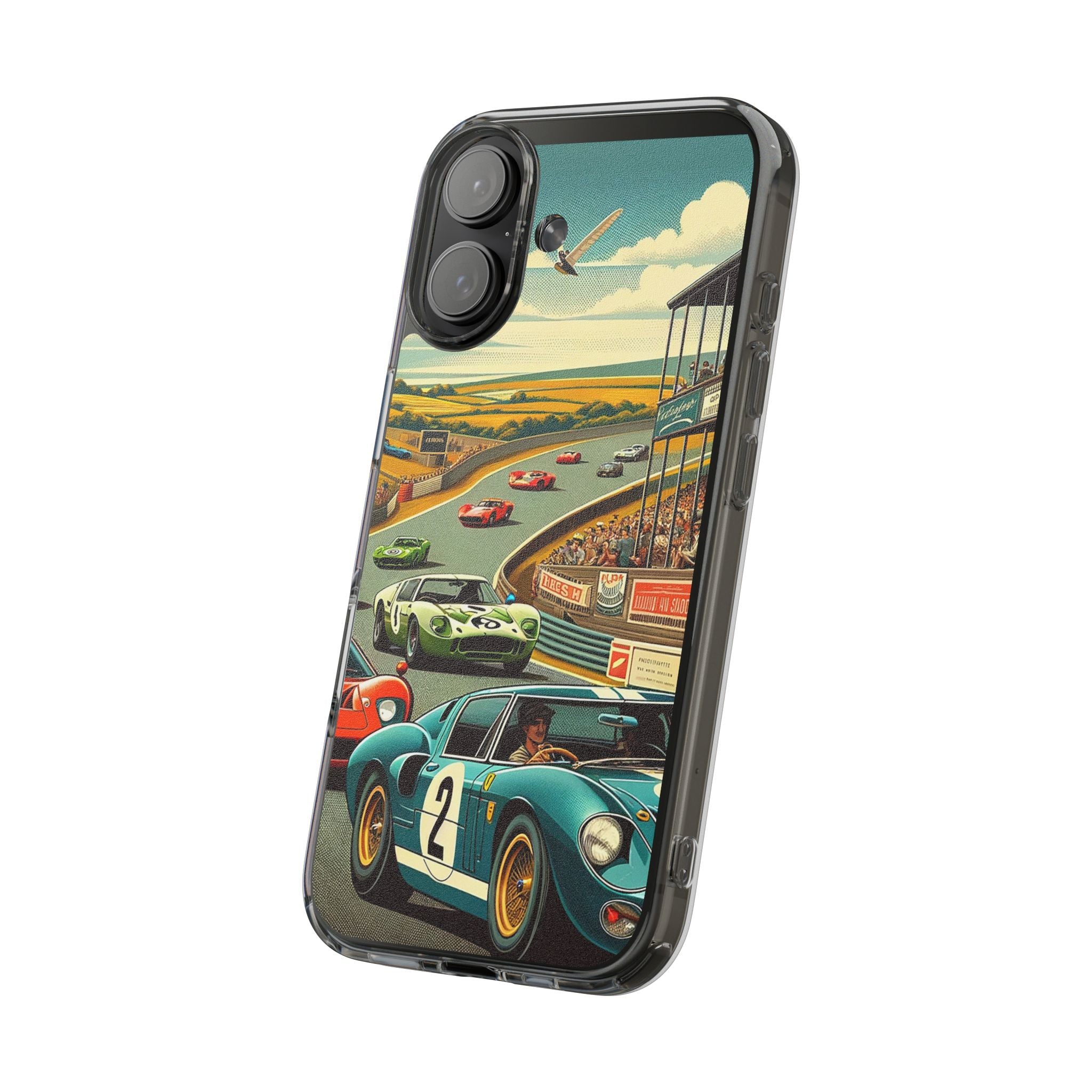 Vintage Racing Track Clear Impact-Resistant Phone Case