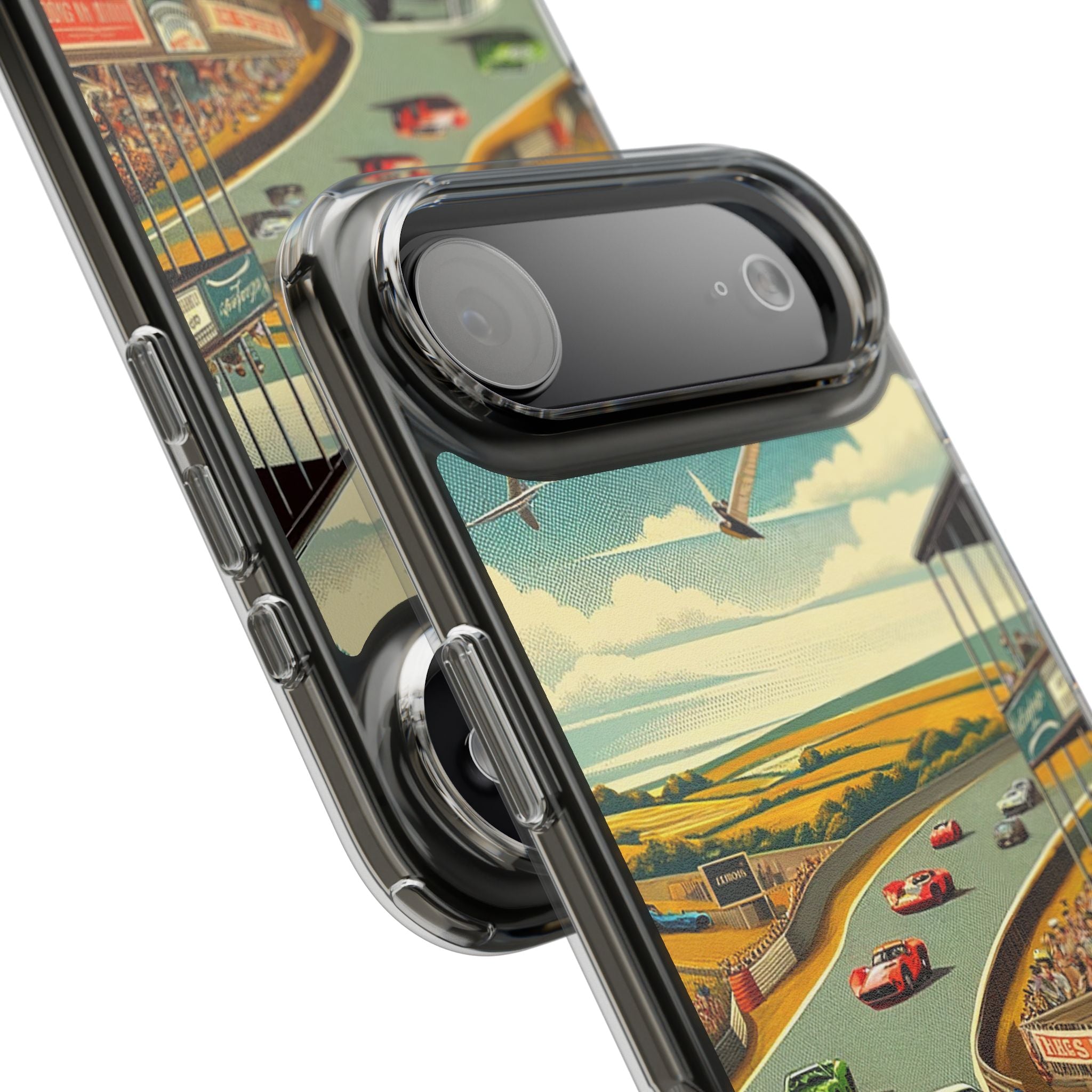 Vintage Racing Track Clear Impact-Resistant Phone Case