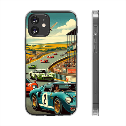 Vintage Racing Track Clear Impact-Resistant Phone Case