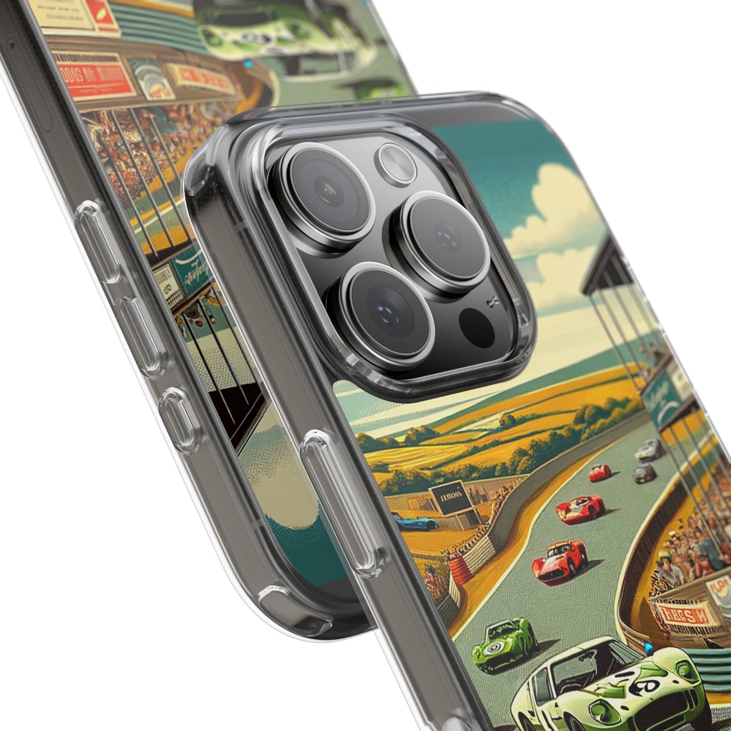 Vintage Racing Track Clear Impact-Resistant Phone Case