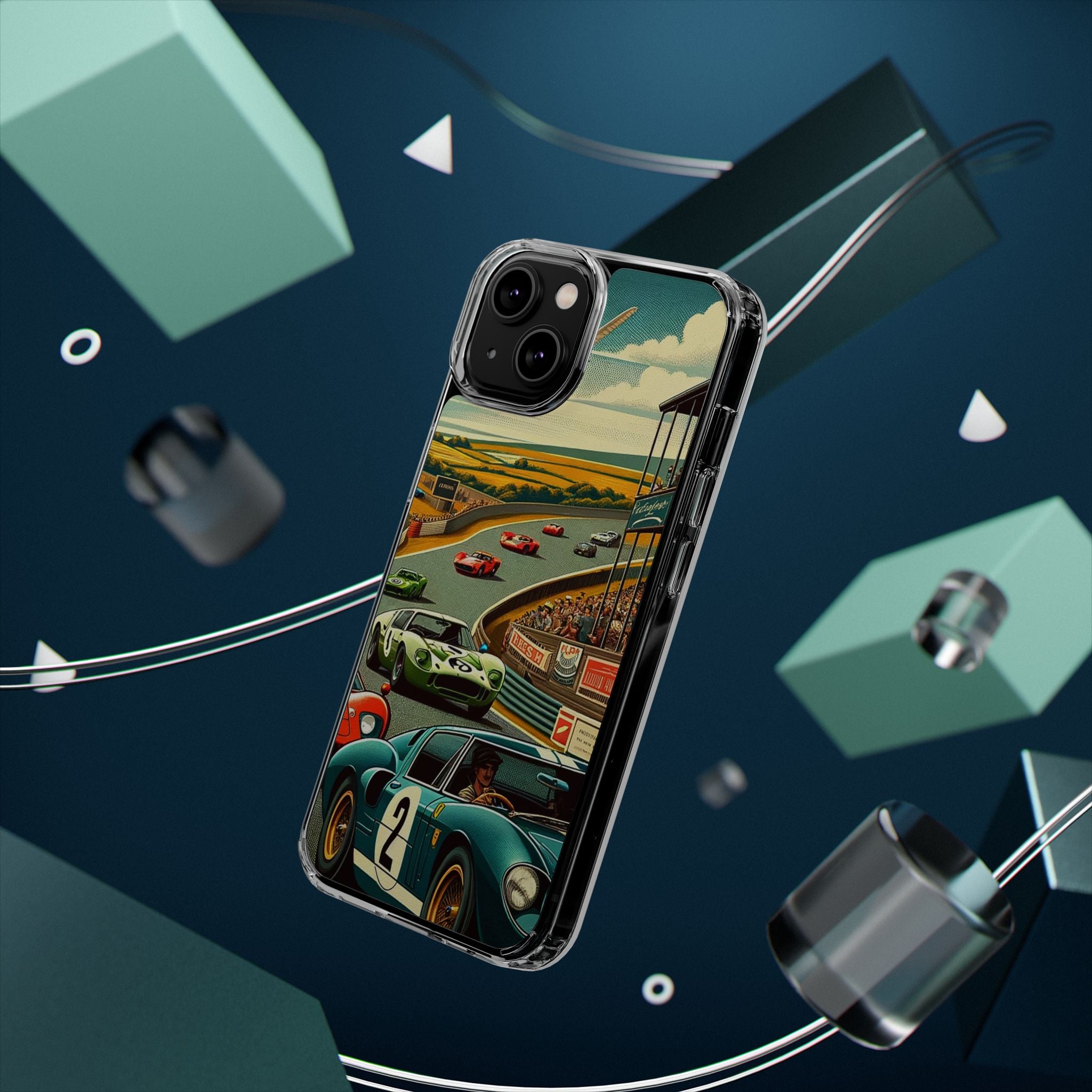 Vintage Racing Track Clear Impact-Resistant Phone Case