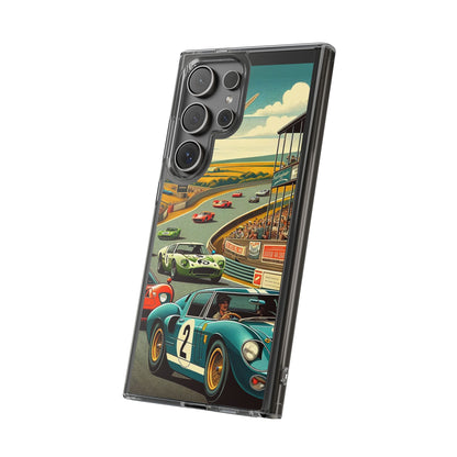 Vintage Racing Track Clear Impact-Resistant Phone Case