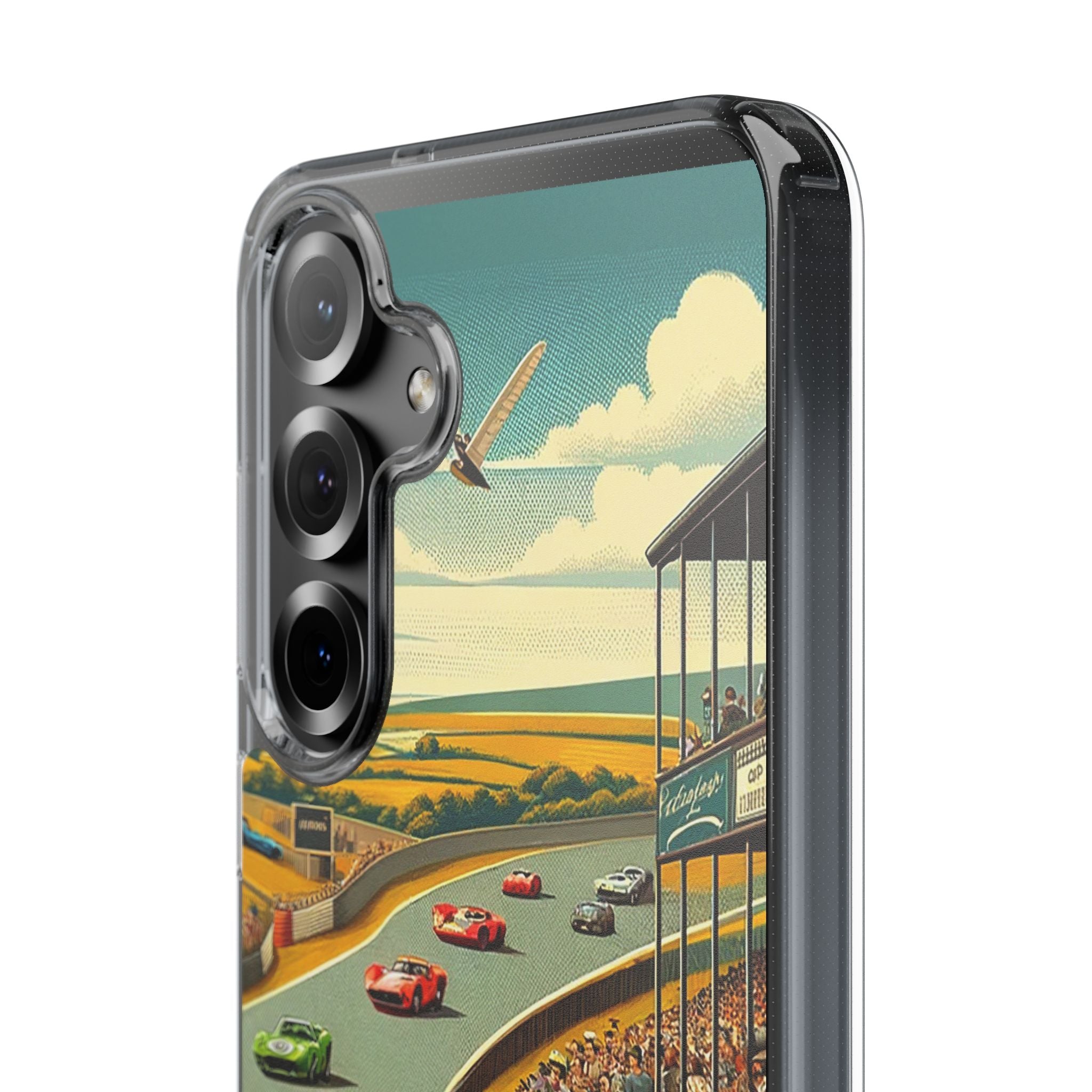 Vintage Racing Track Clear Impact-Resistant Phone Case