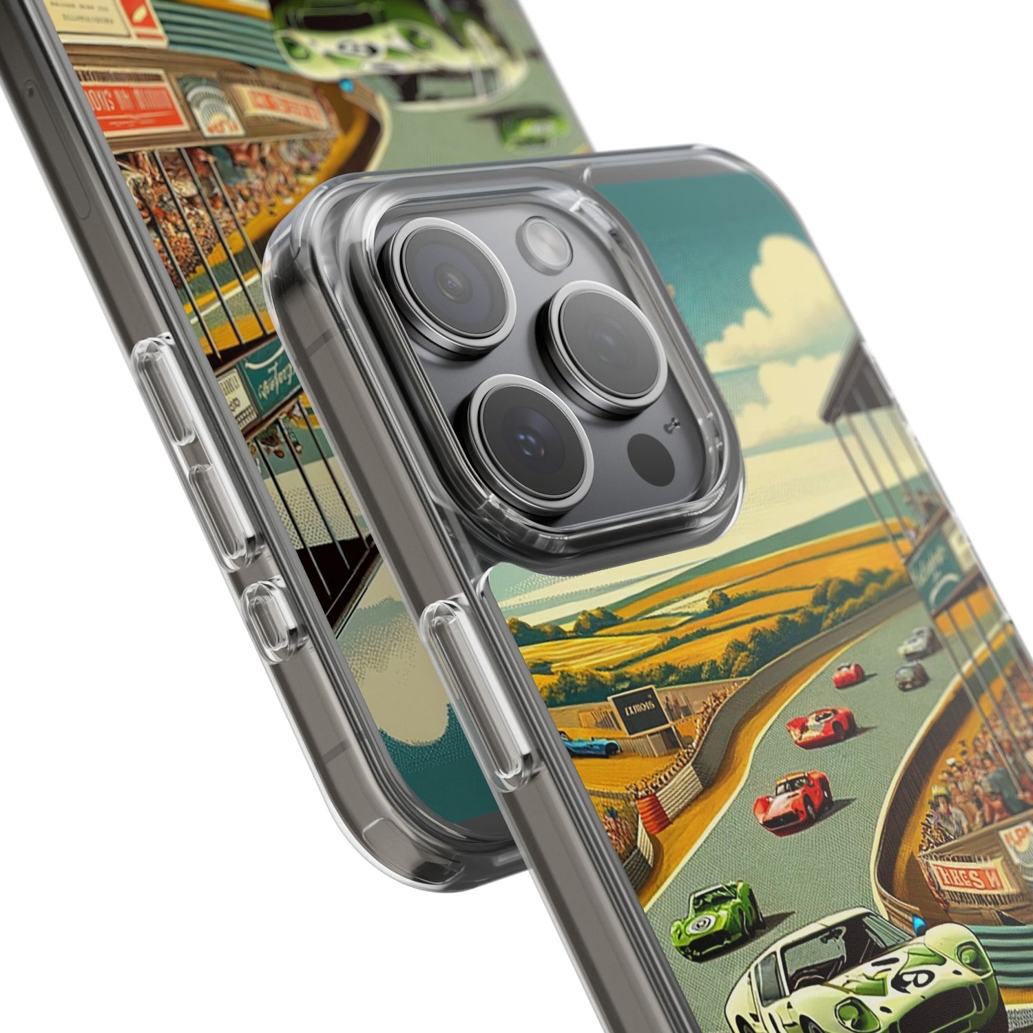 Vintage Racing Track Clear Impact-Resistant Phone Case