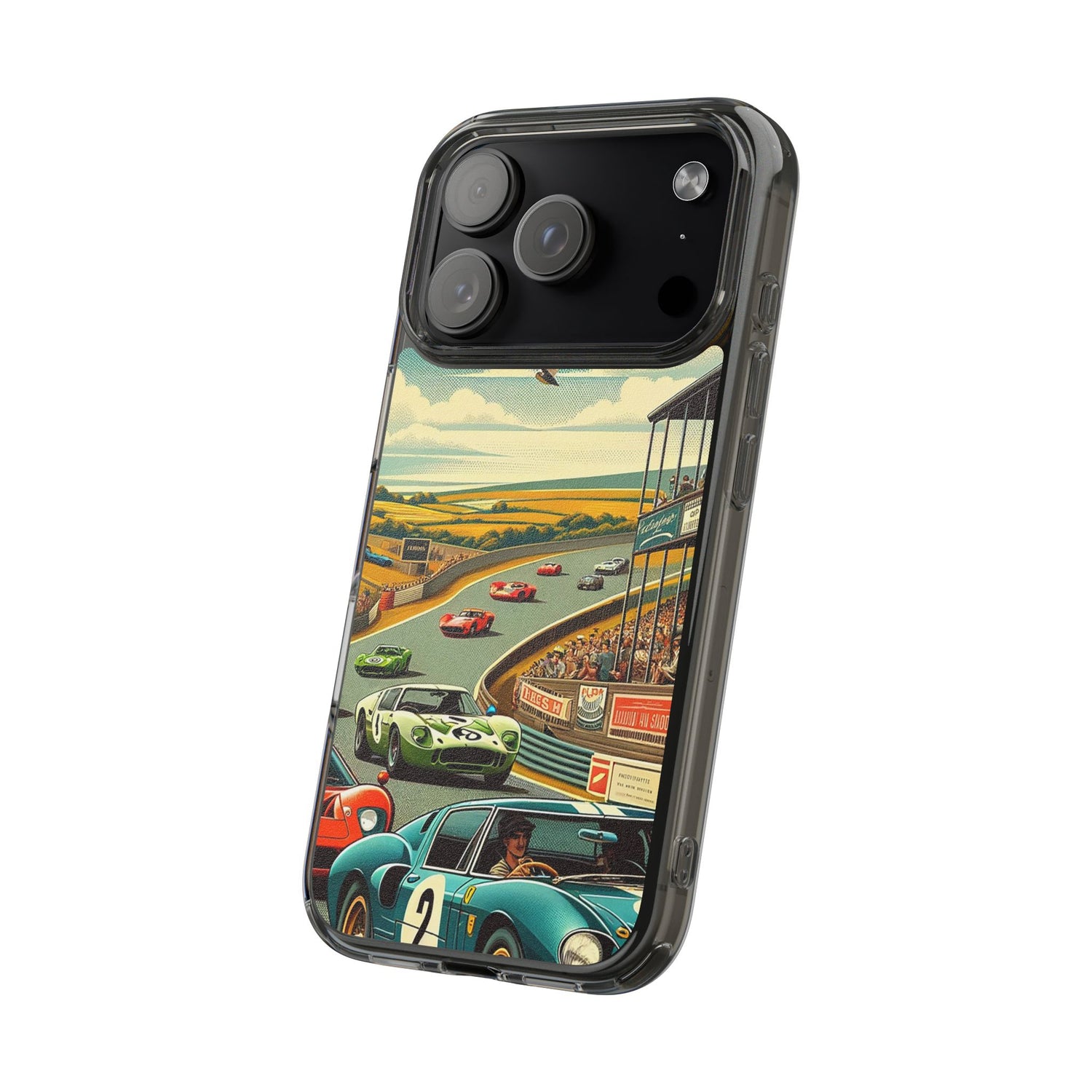 Vintage Racing Track Clear Impact-Resistant Phone Case