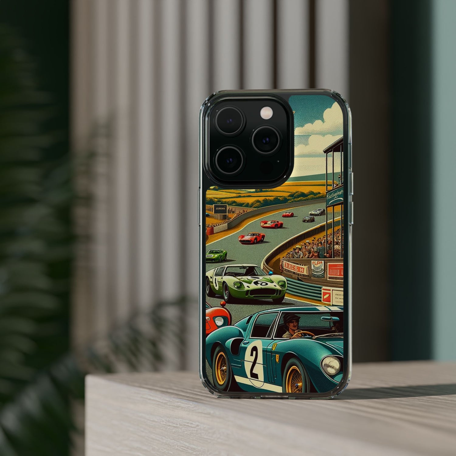 Vintage Racing Track Clear Impact-Resistant Phone Case