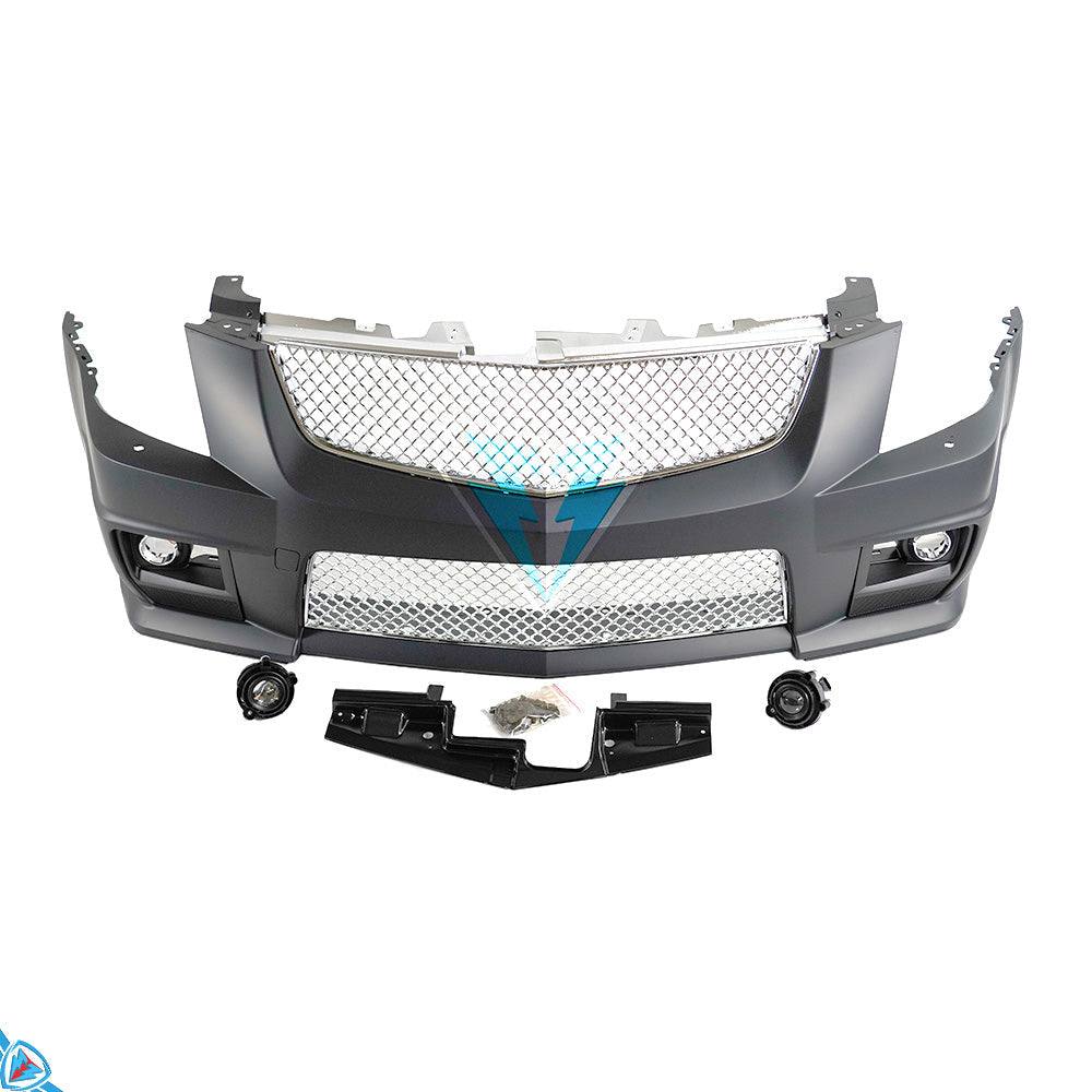 Front end of black 2008-2013 Cadillac CTS wagon with CTS-V style bumper conversion kit