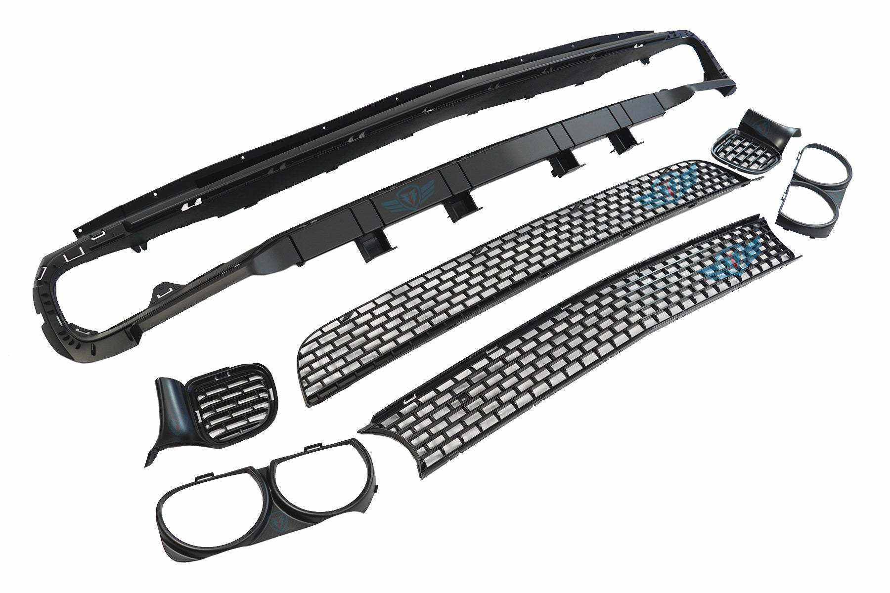 2015-2023 Dodge Challenger SRT Hellcat style front bumper conversion kit on grey Scat Pack model