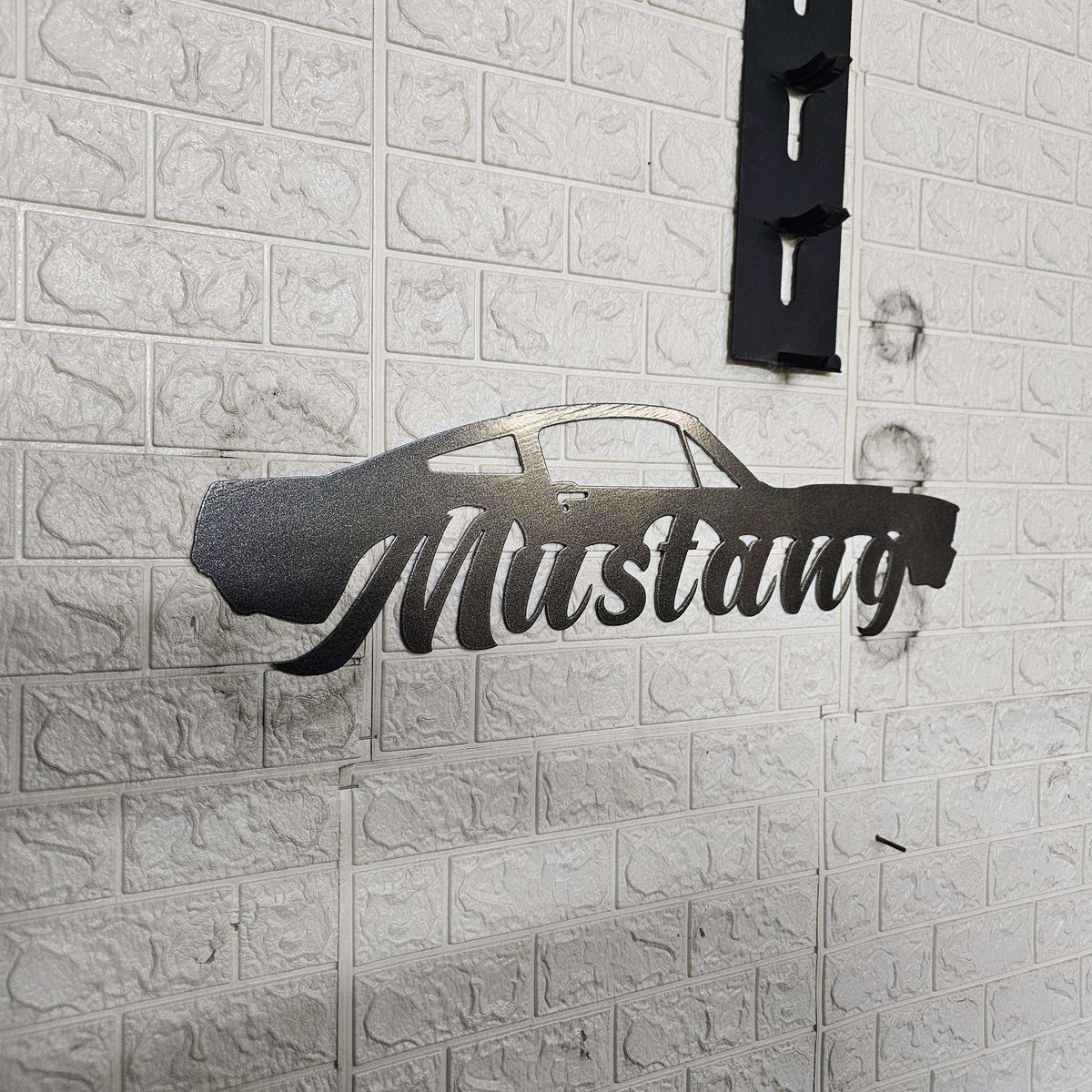 Classic Mustang Fastback Metal Wall Art – Plasma Cut Steel Garage Decor – Retro Car Gift for Mancave, Office, or Bar 20"x6"