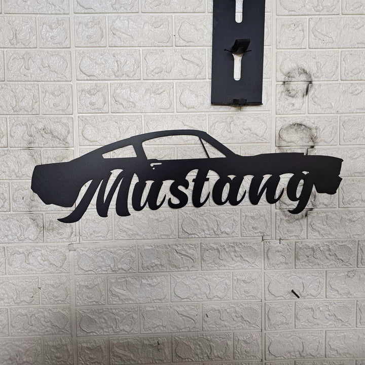 Classic Mustang Fastback Metal Wall Art – Plasma Cut Steel Garage Decor – Retro Car Gift for Mancave, Office, or Bar 20"x6"
