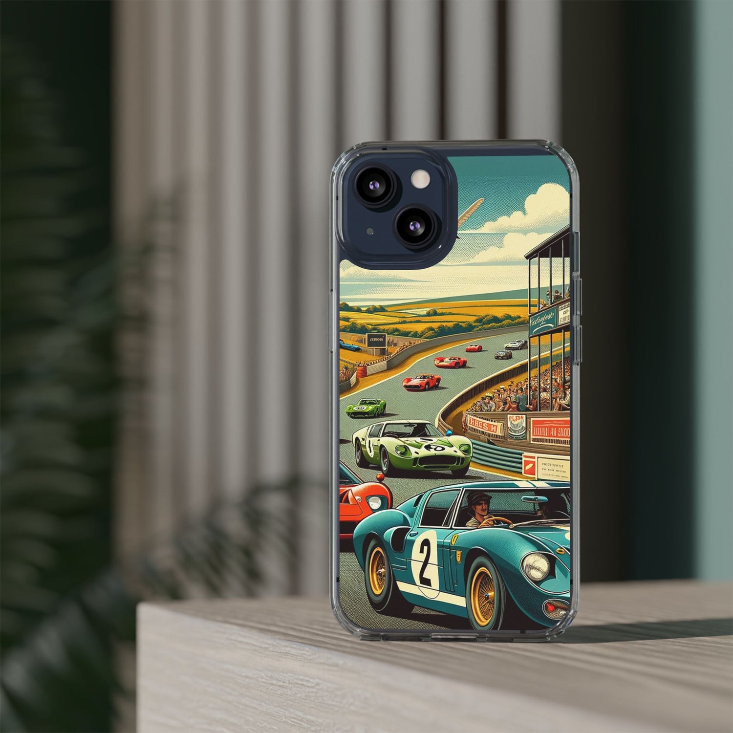 Vintage Racing Track Clear Impact-Resistant Phone Case