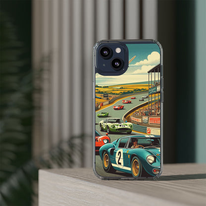 Vintage Racing Track Clear Impact-Resistant Phone Case
