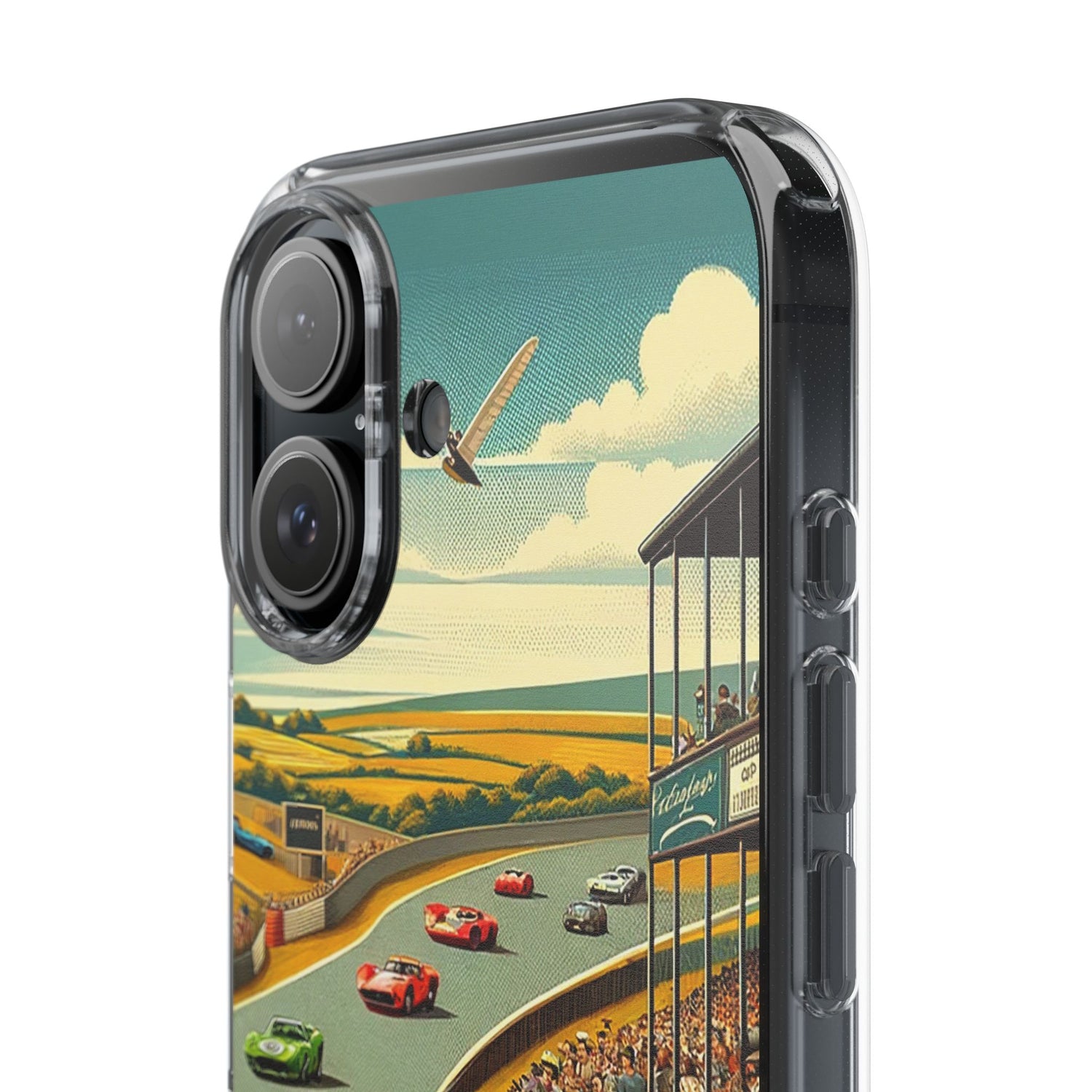 Vintage Racing Track Clear Impact-Resistant Phone Case