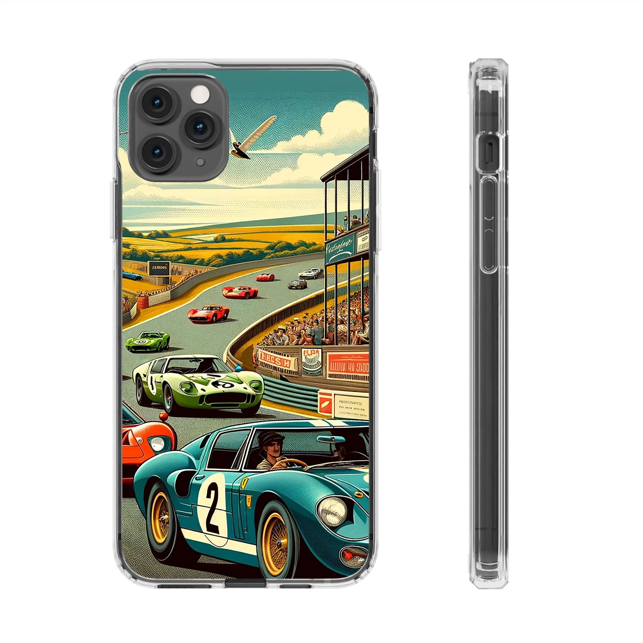 Vintage Racing Track Clear Impact-Resistant Phone Case