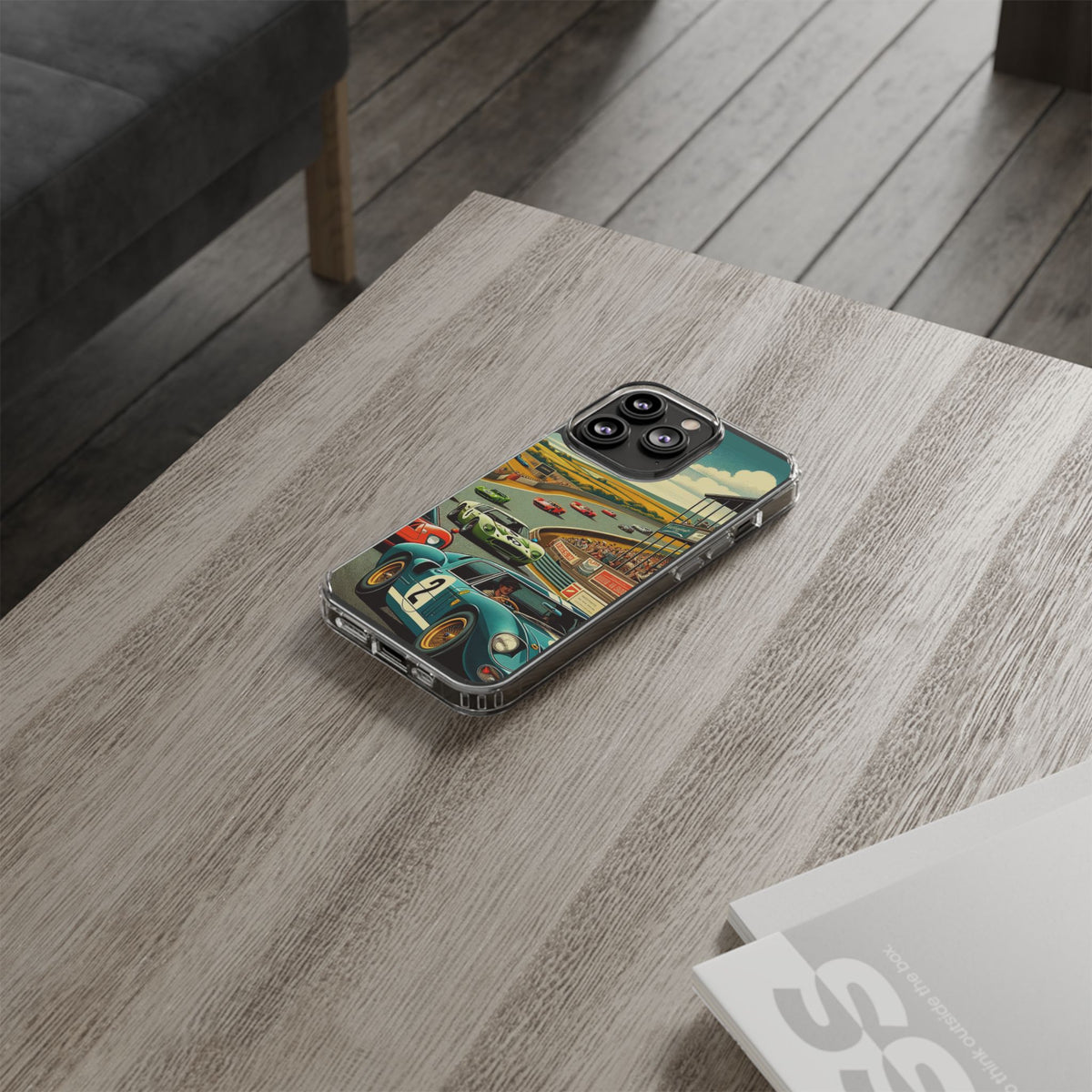 Vintage Racing Track Clear Impact-Resistant Phone Case