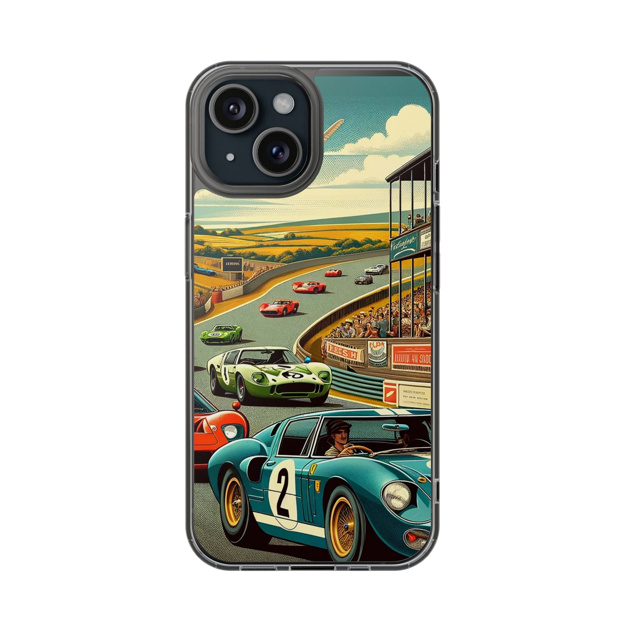 Vintage Racing Track Clear Impact-Resistant Phone Case