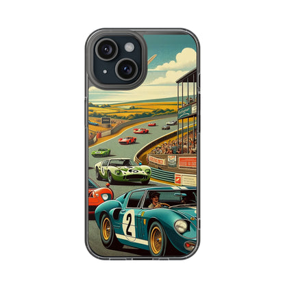 Vintage Racing Track Clear Impact-Resistant Phone Case