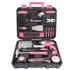 New and Improved 135 Piece Pink Household Tool Set with Pivoting Dual-Angle 3.6 Volt Lithium-Ion Cordless Screwdriver in Hard Case - DT0774P - Prop and Piston