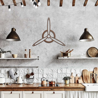 Elegant metal sign 3-blade prop aviation design powder-coated steel wall decor