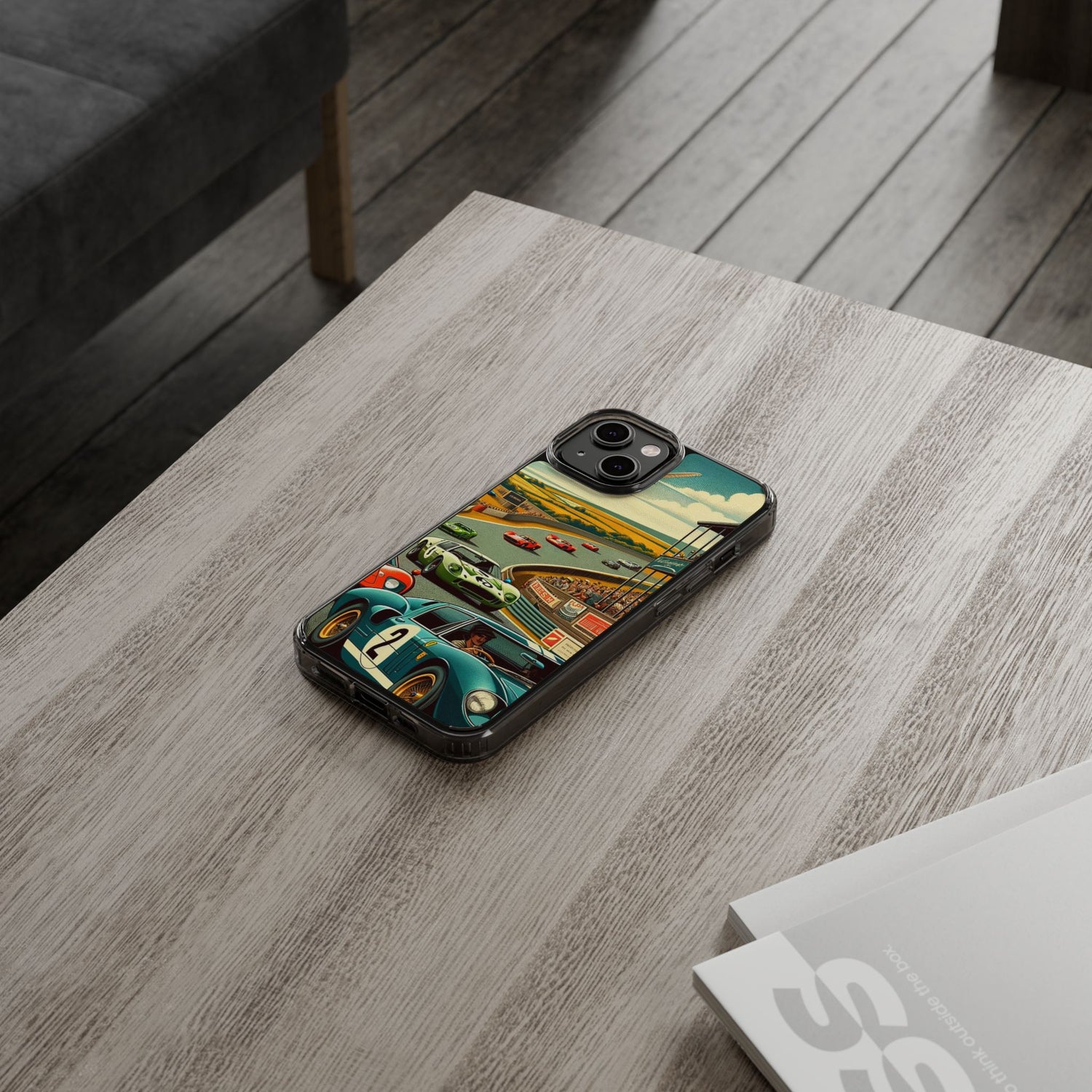 Vintage Racing Track Clear Impact-Resistant Phone Case