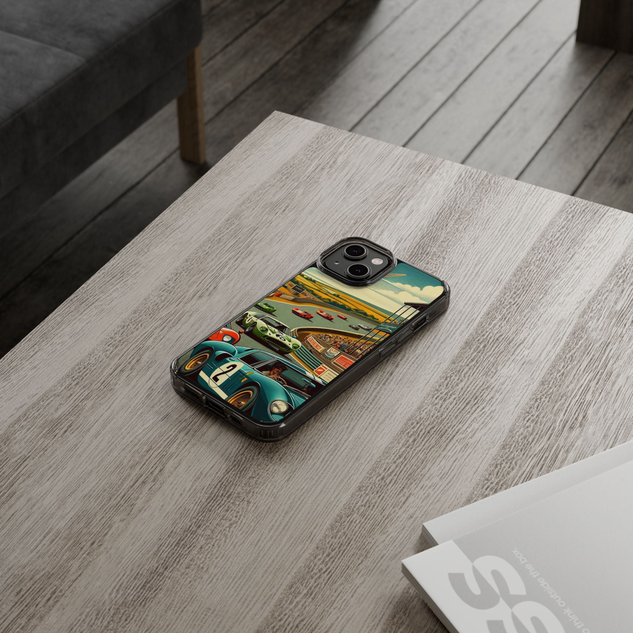 Vintage Racing Track Clear Impact-Resistant Phone Case