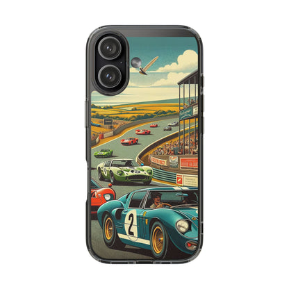 Vintage Racing Track Clear Impact-Resistant Phone Case