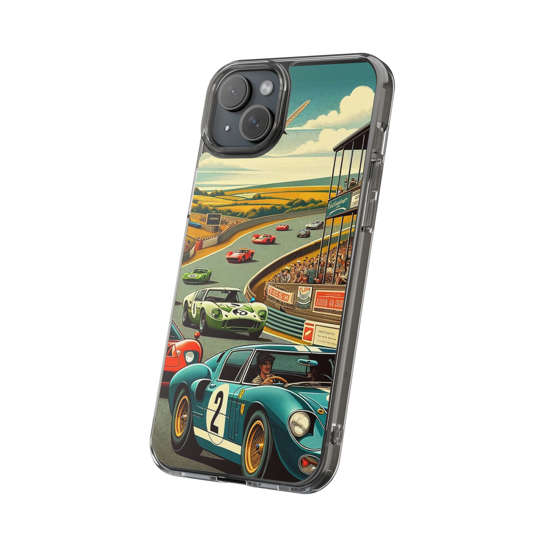 Vintage Racing Track Clear Impact-Resistant Phone Case