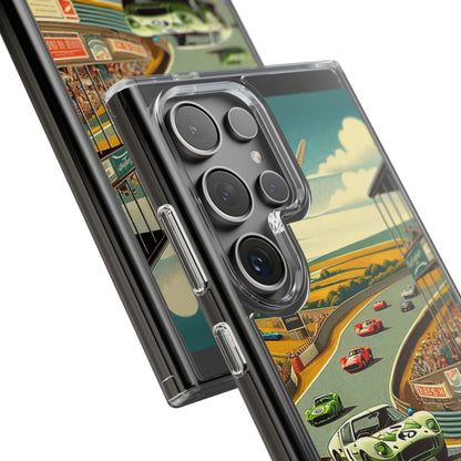 Vintage Racing Track Clear Impact-Resistant Phone Case