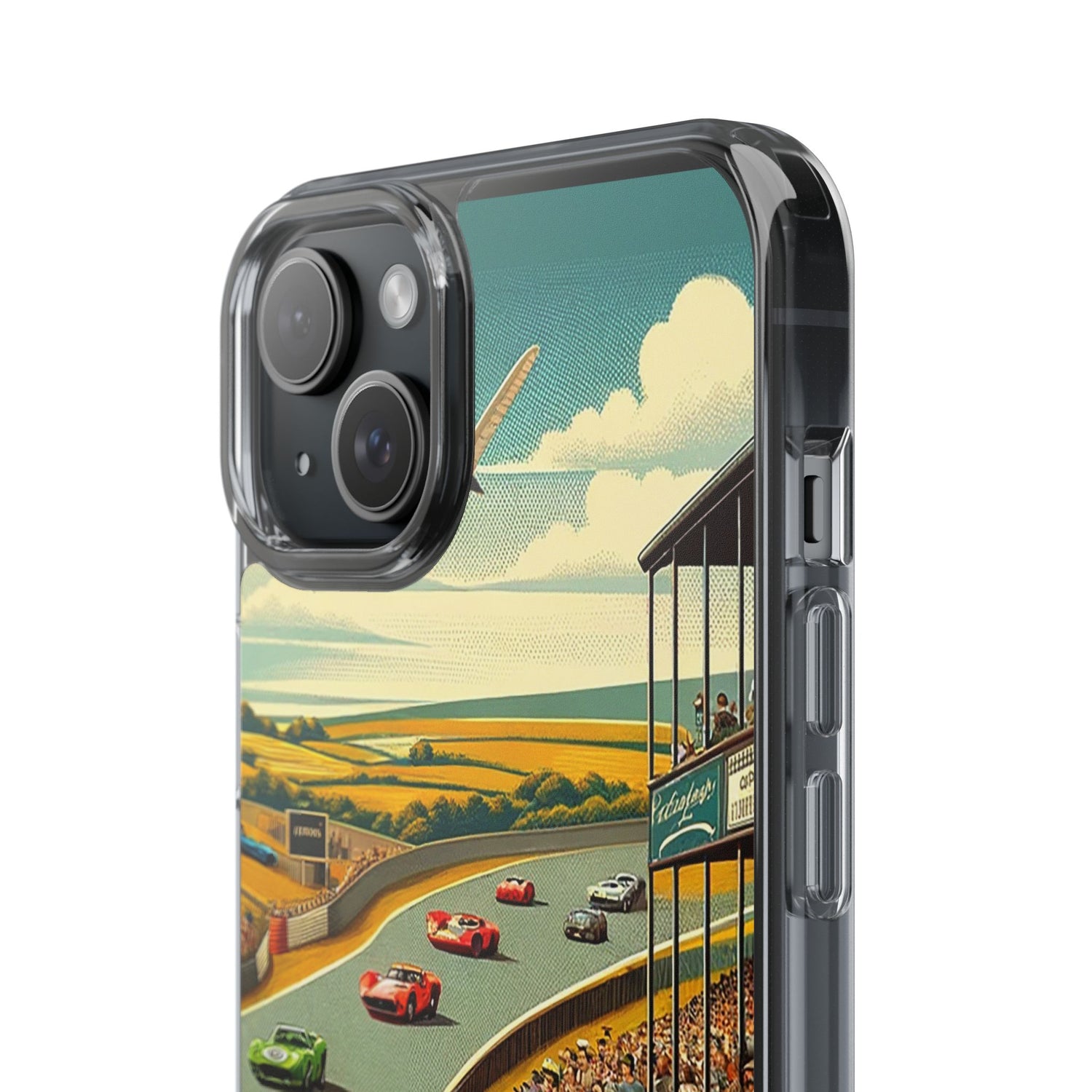 Vintage Racing Track Clear Impact-Resistant Phone Case