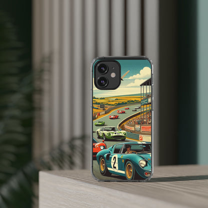 Vintage Racing Track Clear Impact-Resistant Phone Case