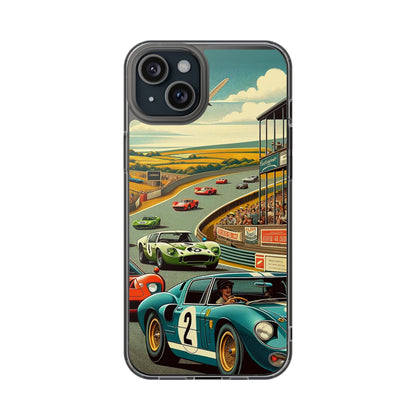 Vintage Racing Track Clear Impact-Resistant Phone Case