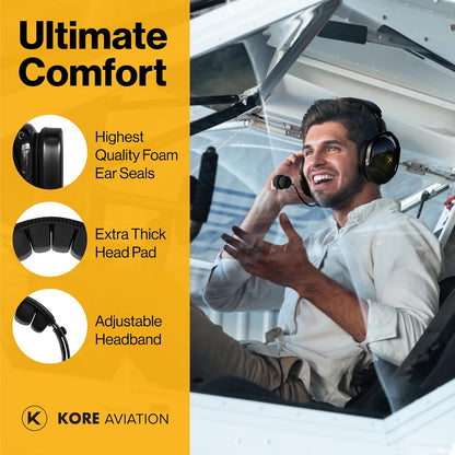 KORE P1 General Aviation Headset (Mono) with Headset Bag, Dual GA Plugs