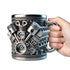 3D engine stainless steel mug designed Stainless Steel Mug. Ideal for coffee/beer, a fun home & office drinking accessory. - Prop and Piston