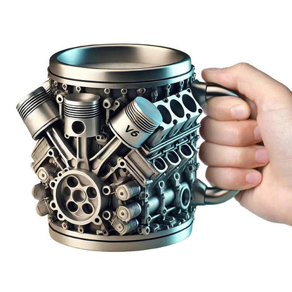 3D engine stainless steel mug designed Stainless Steel Mug. Ideal for coffee/beer, a fun home &amp; office drinking accessory. - Prop and Piston