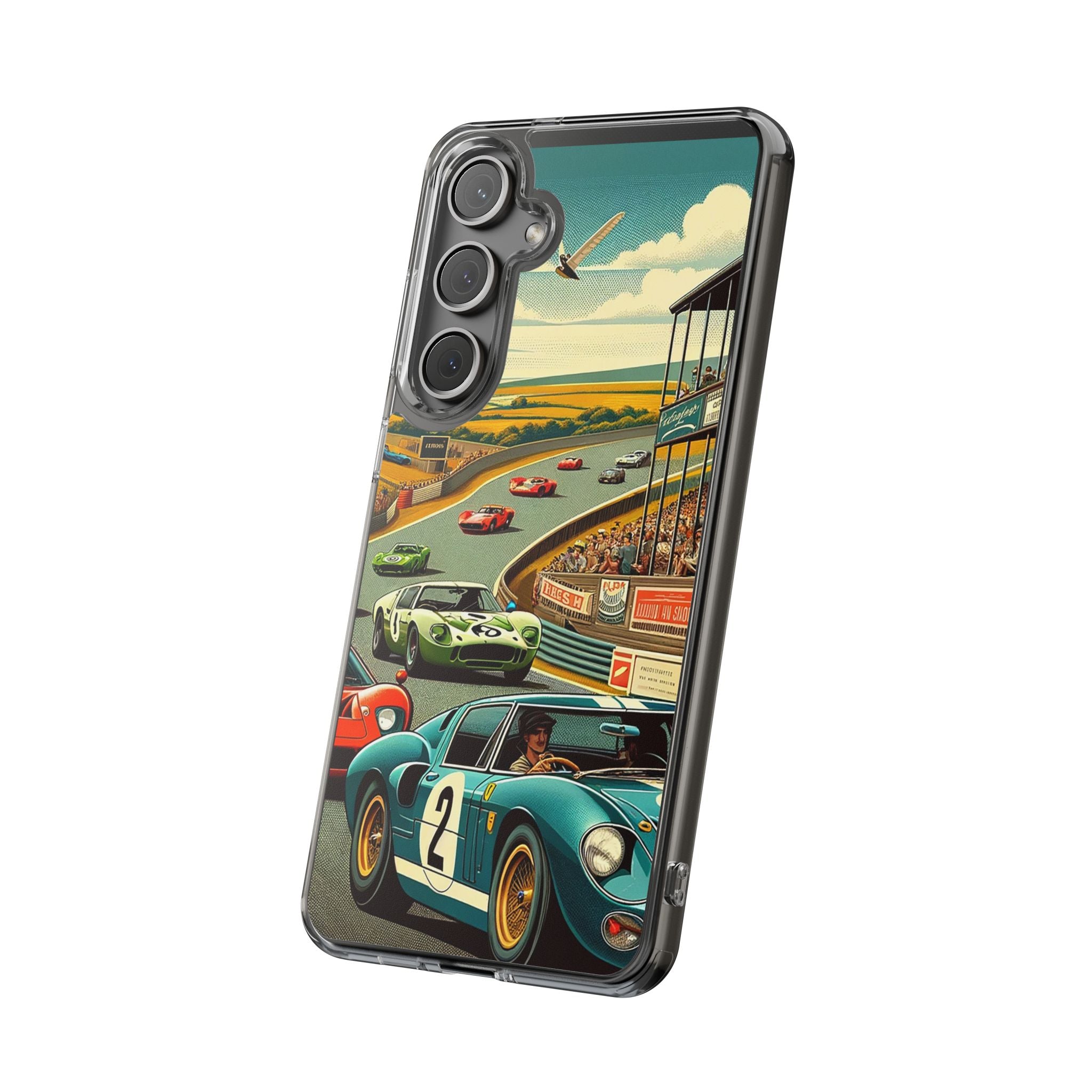 Vintage Racing Track Clear Impact-Resistant Phone Case