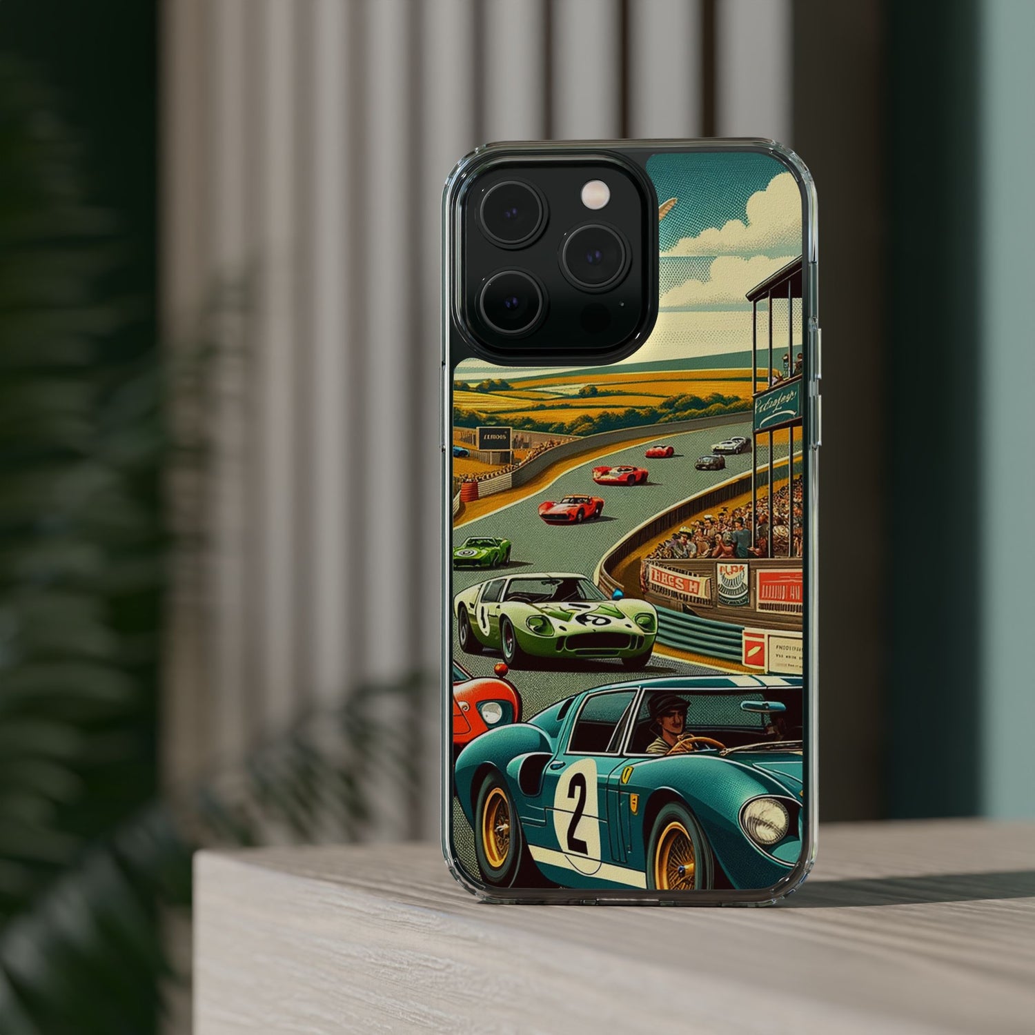 Vintage Racing Track Clear Impact-Resistant Phone Case