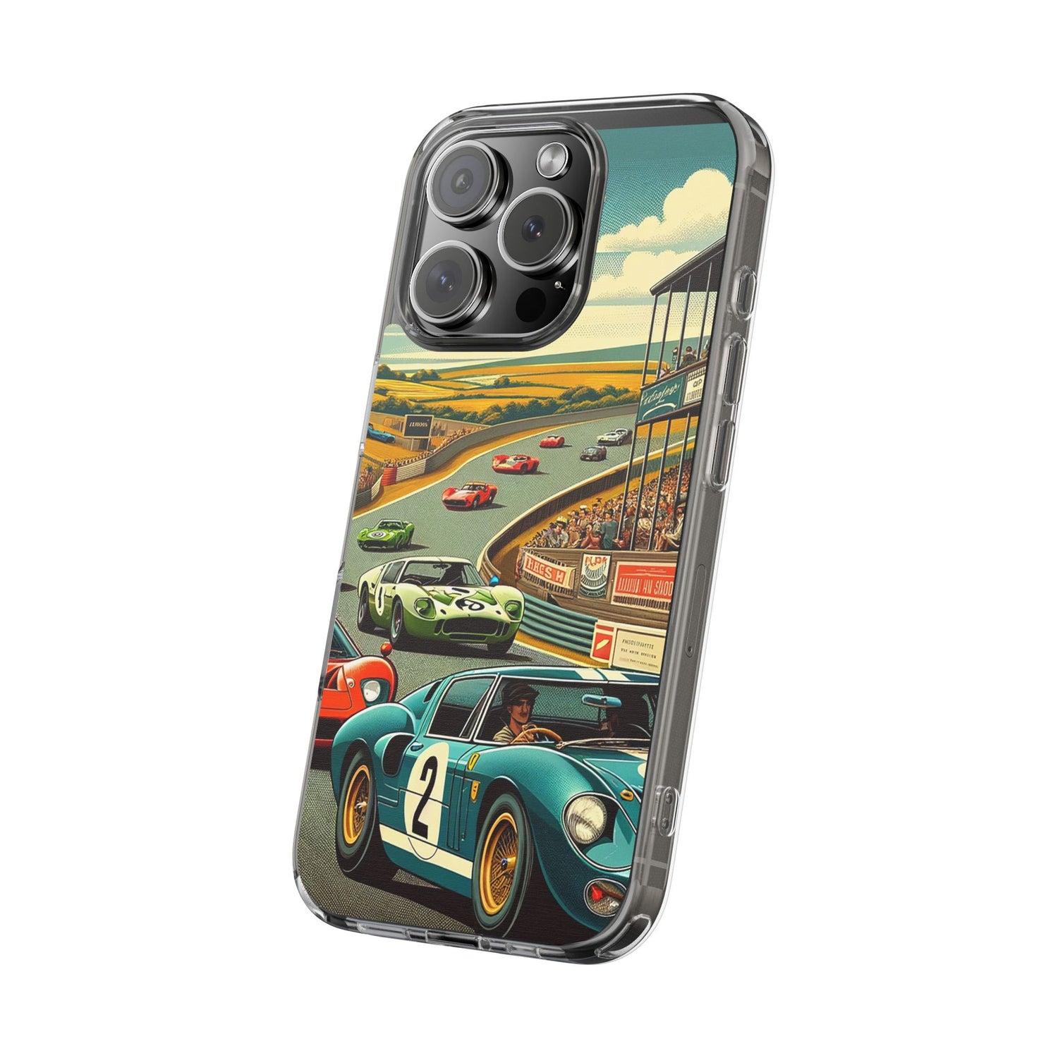 Vintage Racing Track Clear Impact-Resistant Phone Case