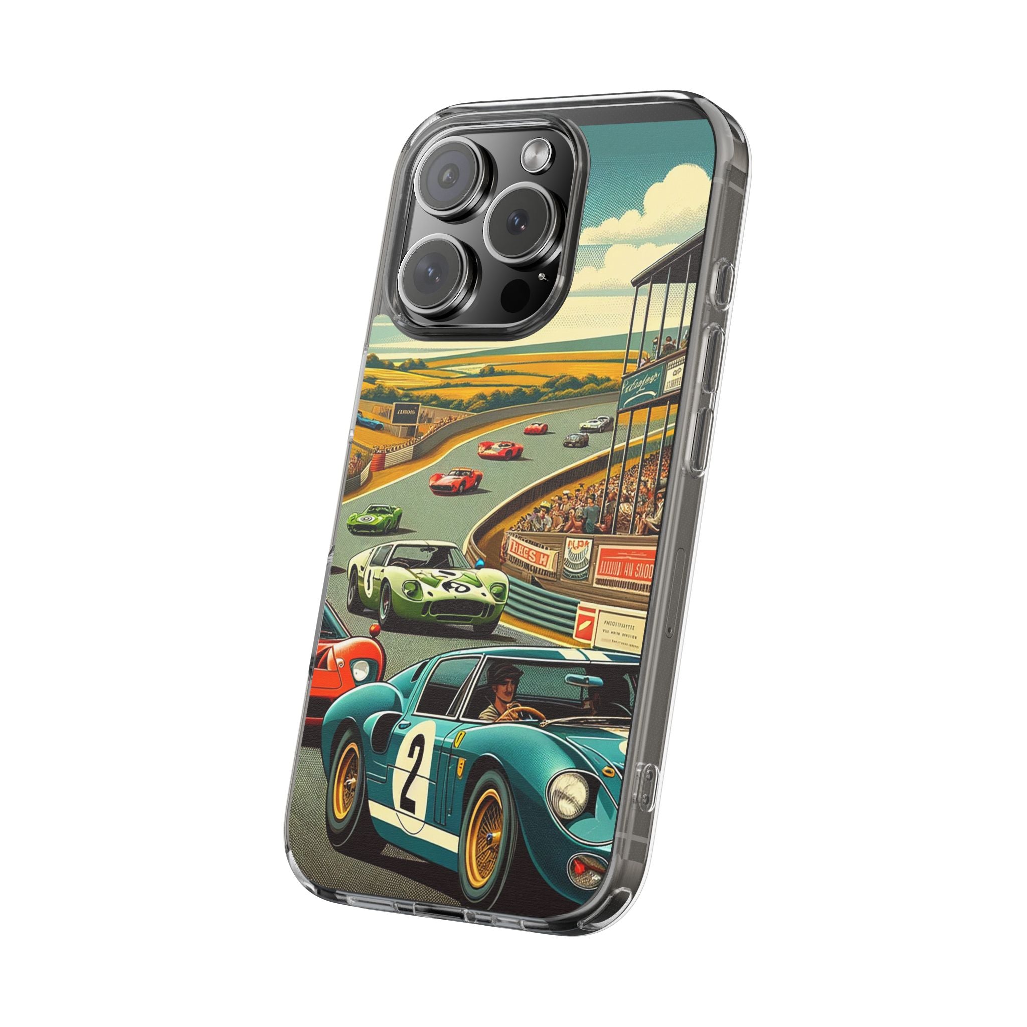 Vintage Racing Track Clear Impact-Resistant Phone Case